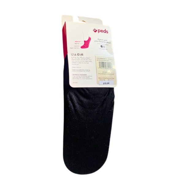 PEDS 12 PAIR Black Hi Cut NO SHOW Soft Sport Liner Socks - Contour Heel and Toe - Picture 6 of 7